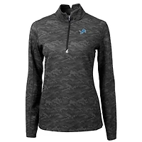 Pull-over à col zippé extensible Cutter & Buck pour femme, imprimé camouflage Detroit Lions Traverse noir