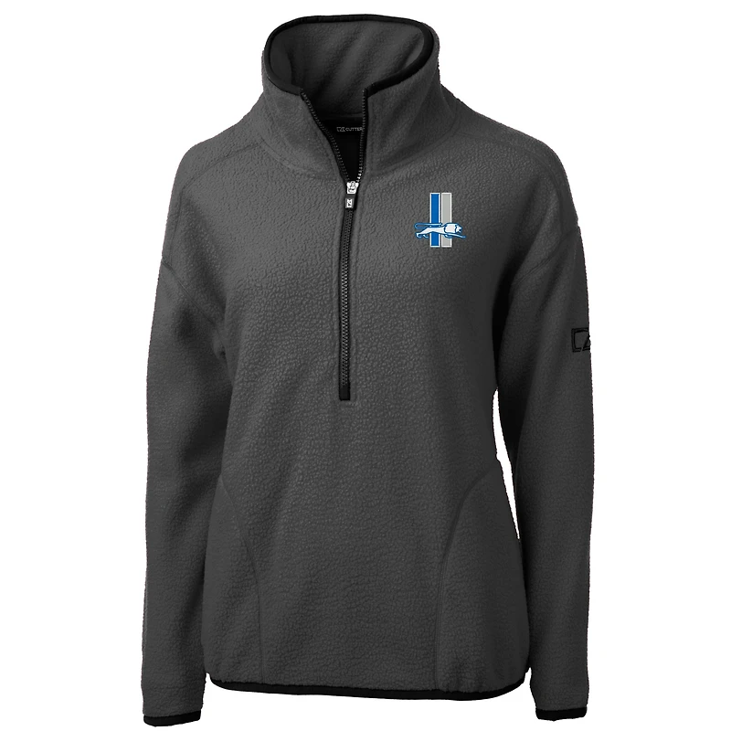 Veste demi-zip en polaire sherpa écologique Cascade Historic Detroit Lions pour femme de Cutter & Buck Charcoal