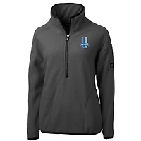 Veste demi-zip en polaire sherpa écologique Cascade Historic Detroit Lions pour femme de Cutter & Buck Charcoal