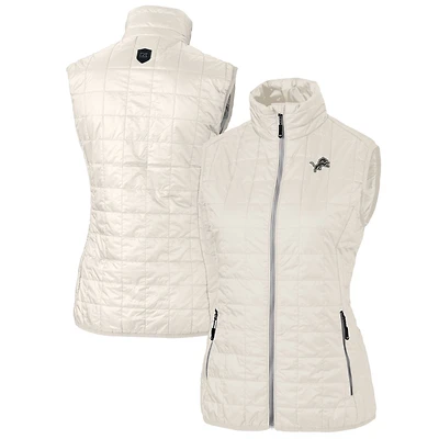 Women's Cutter & Buck Cream Detroit Lions Rainier PrimaLoft Eco Insulated Full-Zip Puffer Vest
