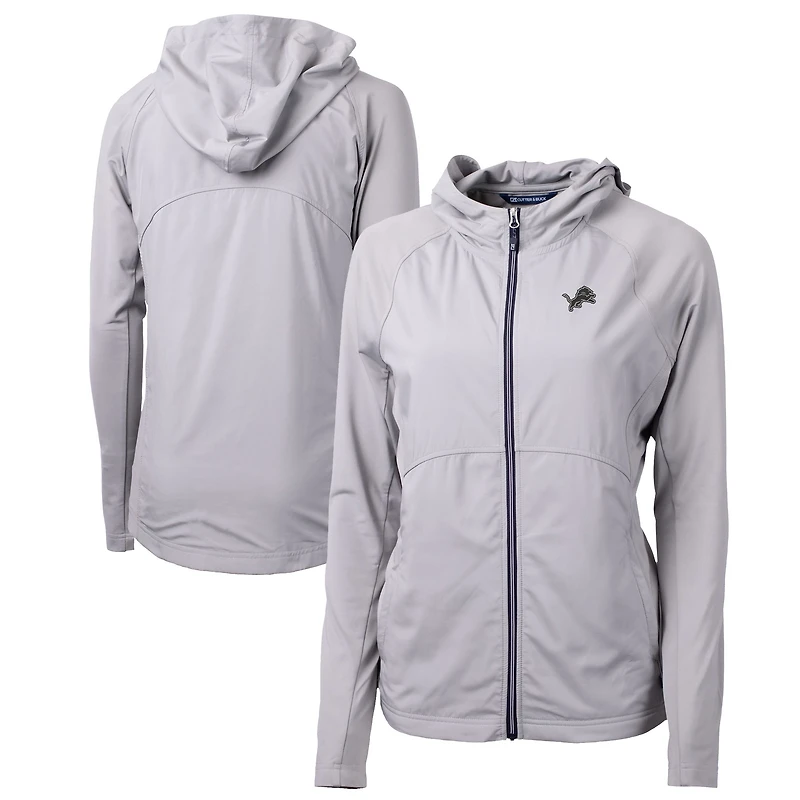 Veste hybride en tricot recyclé entièrement zippée pour femme, gris Cutter & Buck, Detroit Lions Adapt Eco Knit