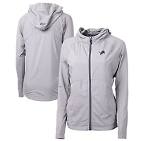 Veste hybride en tricot recyclé entièrement zippée pour femme, gris Cutter & Buck, Detroit Lions Adapt Eco Knit