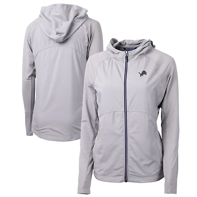 Veste hybride en tricot recyclé entièrement zippée pour femme, gris Cutter & Buck, Detroit Lions Adapt Eco Knit