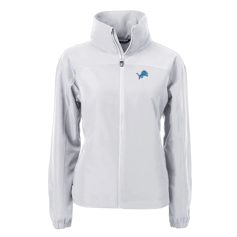 Women's Cutter & Buck Gray Detroit Lions Charter Eco Recycled Full-Zip Jacket