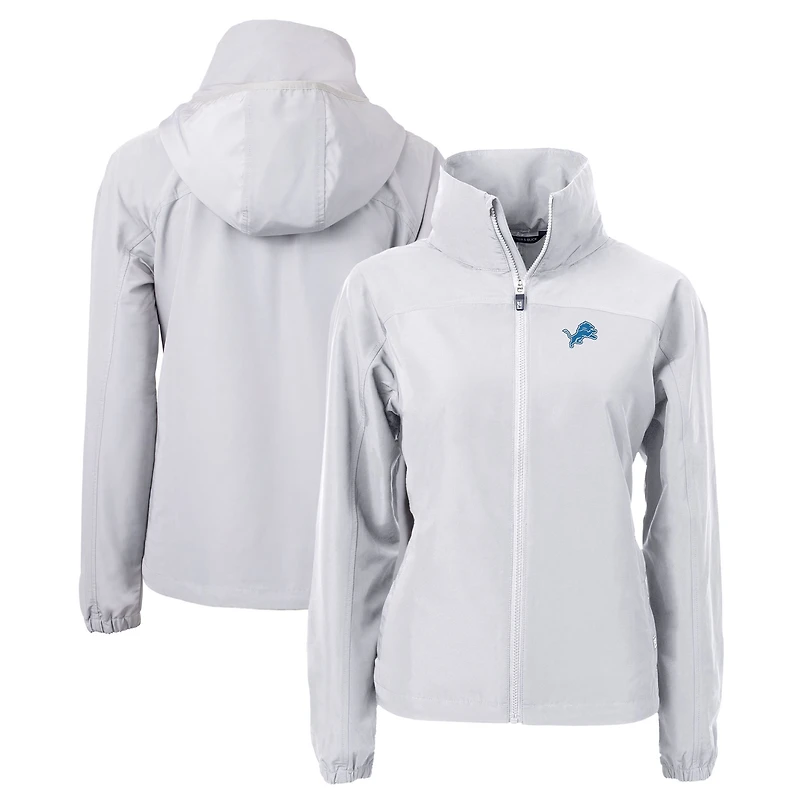 Women's Cutter & Buck Gray Detroit Lions Charter Eco Recycled Full-Zip Jacket