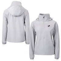 Women's Cutter & Buck Gray Detroit Lions Charter Eco Recycled Half-Zip Hoodie Anorak Jacket