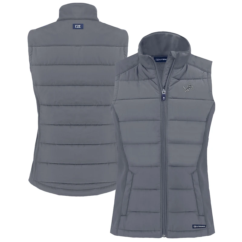Gilet hybride en softshell recyclé entièrement zippé pour femme, gris, des Detroit Lions, Cutter & Buck