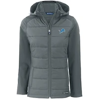 Veste à capuche entièrement zippée et recyclée en softshell hybride PrimaLoft Eco pour femme, coupe-vent gris Detroit Lions Evoke
