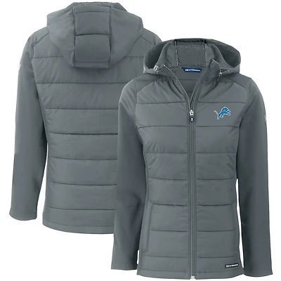 Veste à capuche entièrement zippée et recyclée en softshell hybride PrimaLoft Eco pour femme, coupe-vent gris Detroit Lions Evoke