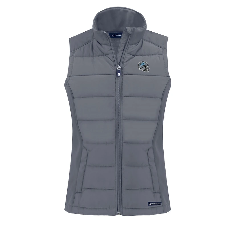 gilet hybride Evoke en softshell recyclé entièrement zippé pour femme, coupe-vent et gris Detroit Lions