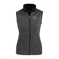 Gilet zippé en polaire Sherpa écologique Cascade pour femme, gris, avec logo du casque des Lions de Detroit, Cutter & Buck