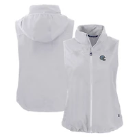 Gilet zippé entièrement recyclé pour femme, gris, avec logo du casque des Lions de Detroit, Cutter & Buck, Charter Eco