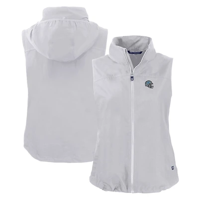 Gilet zippé entièrement recyclé pour femme, gris, avec logo du casque des Lions de Detroit, Cutter & Buck, Charter Eco