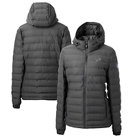 Doudoune à capuche zippée et isolante entièrement pour femme, grise, Detroit Lions Mission Ridge Repreve® Eco, Cutter & Buck