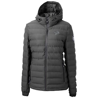 Doudoune à capuche zippée et isolante entièrement pour femme, grise, Detroit Lions Mission Ridge Repreve® Eco, Cutter & Buck