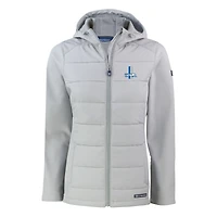 Women's Cutter & Buck  Gray Detroit Lions Throwback Evoke Hybrid Eco Softshell Recycled Full-Zip Hoodie Jacket