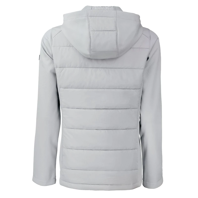 Women's Cutter & Buck  Gray Detroit Lions Throwback Evoke Hybrid Eco Softshell Recycled Full-Zip Hoodie Jacket