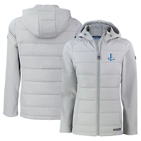 Women's Cutter & Buck  Gray Detroit Lions Throwback Evoke Hybrid Eco Softshell Recycled Full-Zip Hoodie Jacket