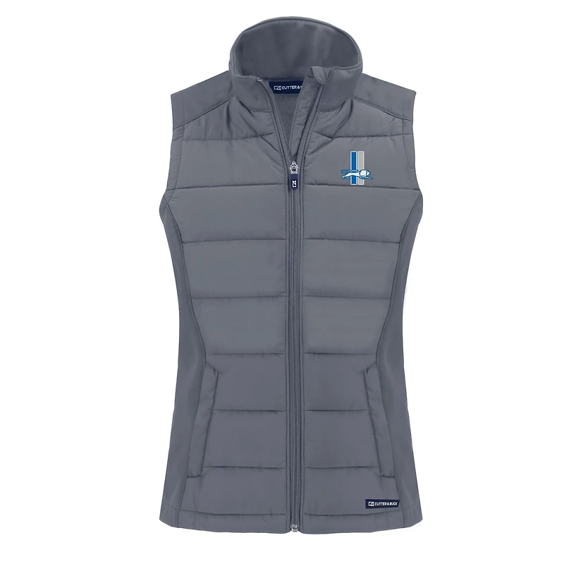 Gilet hybride à fermeture éclair intégrale recyclée et softshell Evoke pour femme, gris, des Detroit Lions, Cutter & Buck