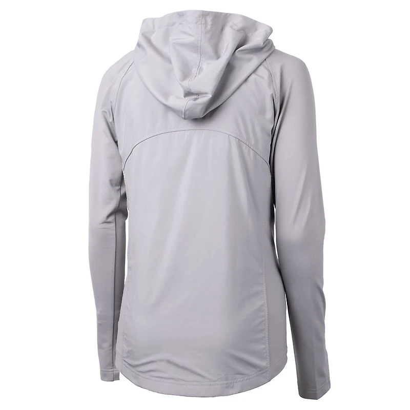 Women's Cutter & Buck Gray Detroit Lions Throwback Logo Adapt Eco Knit Hybrid Recycled Full-Zip Hoodie