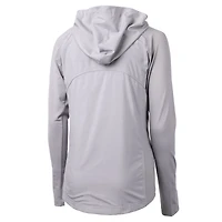 Women's Cutter & Buck Gray Detroit Lions Throwback Logo Adapt Eco Knit Hybrid Recycled Full-Zip Hoodie