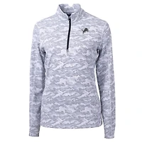 Haut extensible à trois couches et fermeture éclair quart de tour pour femme, gris, Detroit Lions, Traverse, imprimé camouflage, Cutter & Buck
