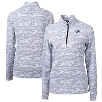 Haut extensible à trois couches et fermeture éclair quart de tour pour femme, gris, Detroit Lions, Traverse, imprimé camouflage, Cutter & Buck