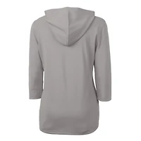 Sweat à capuche demi-zippé manches 3/4 en piqué recyclé Dry Tec pour femme, gris, Cutter & Buck, Detroit Lions