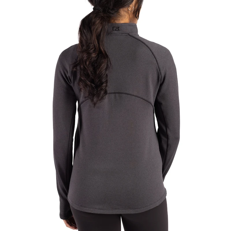Women's Cutter & Buck Heather Black Detroit Lions Peshastin Fleece Recycled Raglan Full-Zip Jacket