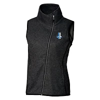 Gilet zippé intégral pour femme Cutter & Buck Heather Charcoal Detroit Lions avec logo rétro Mainsail