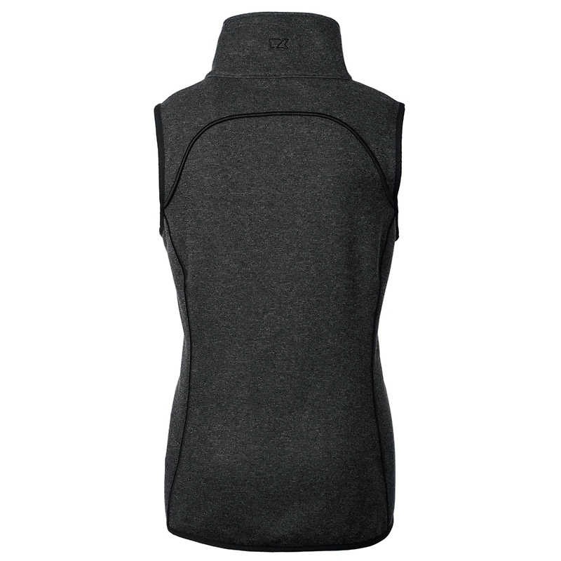 Gilet zippé intégral pour femme Cutter & Buck Heather Charcoal Detroit Lions avec logo rétro Mainsail