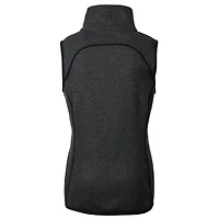 Gilet zippé intégral pour femme Cutter & Buck Heather Charcoal Detroit Lions avec logo rétro Mainsail