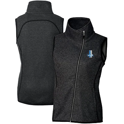 Gilet zippé intégral pour femme Cutter & Buck Heather Charcoal Detroit Lions avec logo rétro Mainsail