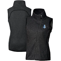 Gilet zippé intégral pour femme Cutter & Buck Heather Charcoal Detroit Lions avec logo rétro Mainsail