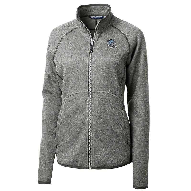 Veste en tricot à fermeture éclair intégrale pour femme, coupe-vent et buck, gris chiné, avec logo du casque des Lions de Detroit