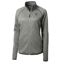 Veste en tricot à fermeture éclair intégrale pour femme, coupe-vent et buck, gris chiné, avec logo du casque des Lions de Detroit