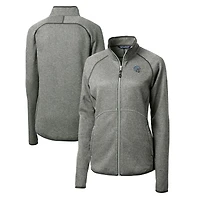 Veste en tricot à fermeture éclair intégrale pour femme, coupe-vent et buck, gris chiné, avec logo du casque des Lions de Detroit