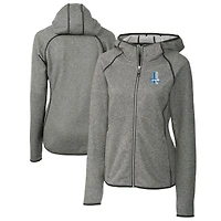 Veste zippée intégrale pour femme Cutter & Buck, gris chiné, avec logo rétro des Lions de Detroit