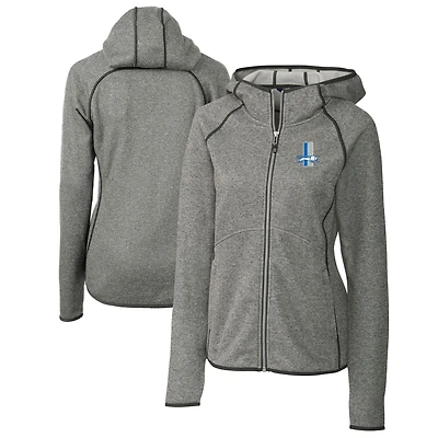 Veste zippée intégrale pour femme Cutter & Buck, gris chiné, avec logo rétro des Lions de Detroit