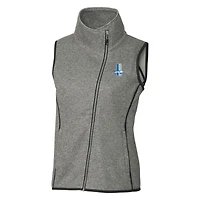 Women's Cutter & Buck Heather Gray Detroit Lions Throwback Logo Mainsail Full-Zip Vest