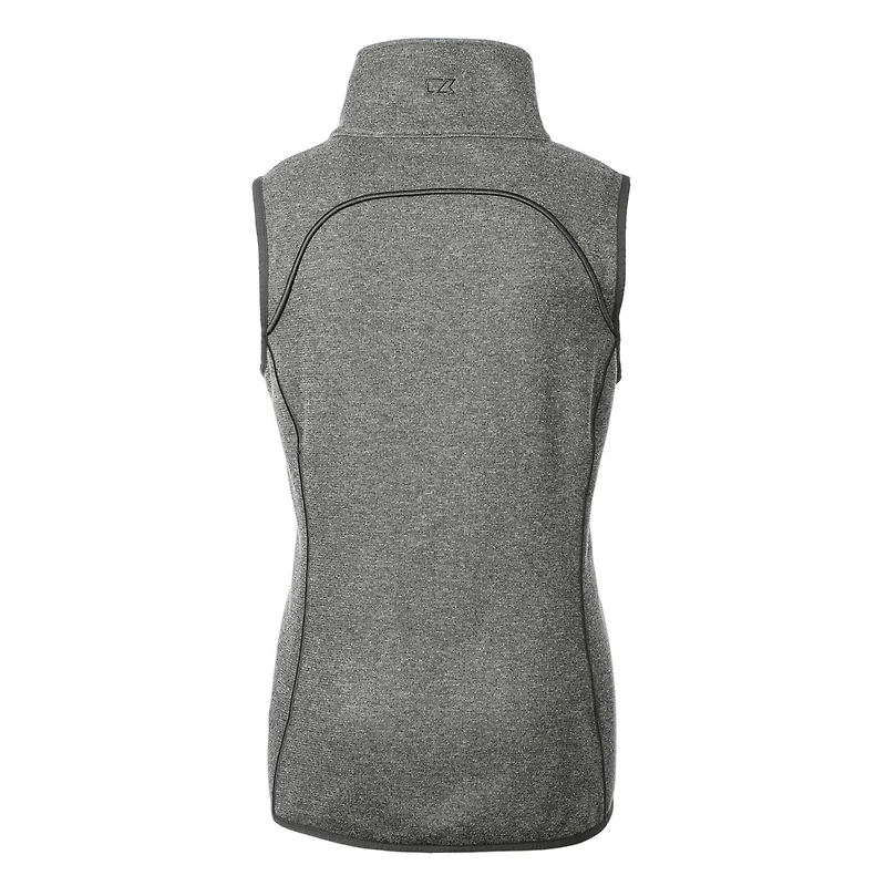 Women's Cutter & Buck Heather Gray Detroit Lions Throwback Logo Mainsail Full-Zip Vest