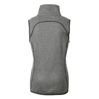 Women's Cutter & Buck Heather Gray Detroit Lions Throwback Logo Mainsail Full-Zip Vest