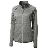Women's Cutter & Buck Heathered Gray Detroit Lions Mainsail Sweater-Knit Full-Zip Jacket