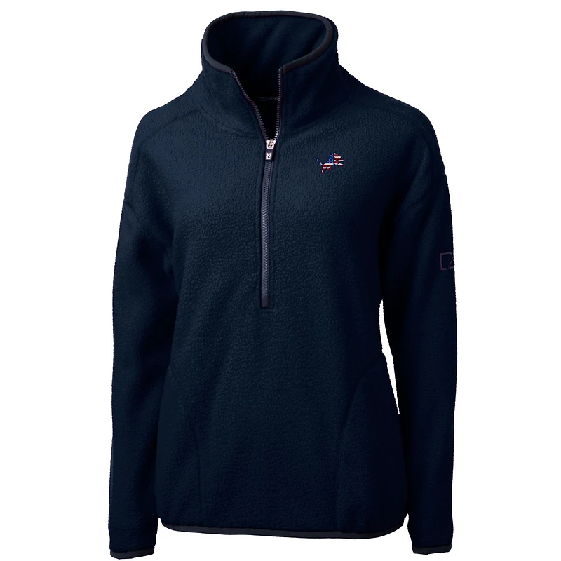 Veste polaire demi-zippée en sherpa écologique Americana Cascade pour femme, bleu marine, Cutter & Buck