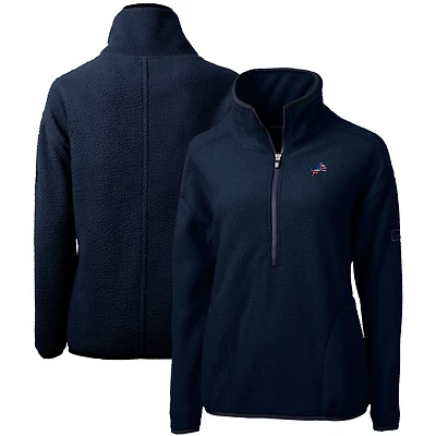 Veste polaire demi-zippée en sherpa écologique Americana Cascade pour femme, bleu marine, Cutter & Buck