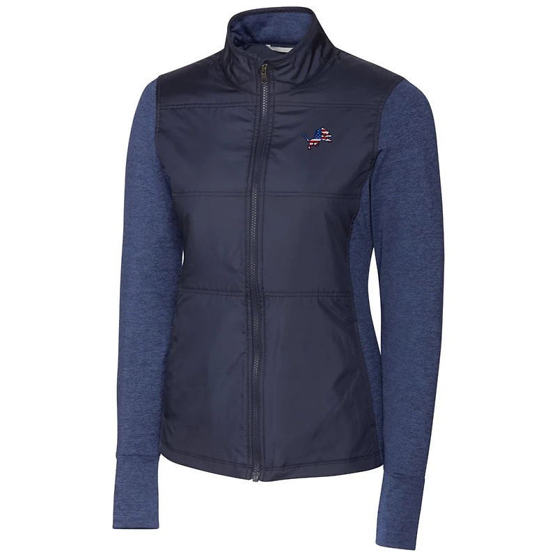 Veste zippée intégrale Americana Stealth pour femme, bleu marine, Cutter & Buck, Detroit Lions