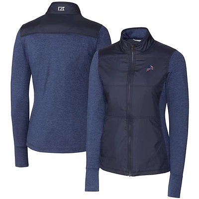 Veste zippée intégrale Americana Stealth pour femme, bleu marine, Cutter & Buck, Detroit Lions
