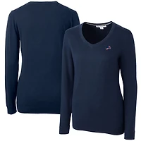 Pull en maille tri-blend à col V bleu marine Detroit Lions Lakemont pour femme de Cutter & Buck