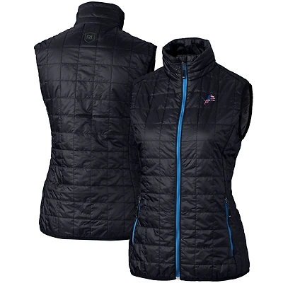 Gilet matelassé entièrement zippé PrimaLoft Eco pour femme, bleu marine, des Detroit Lions, Cutter & Buck