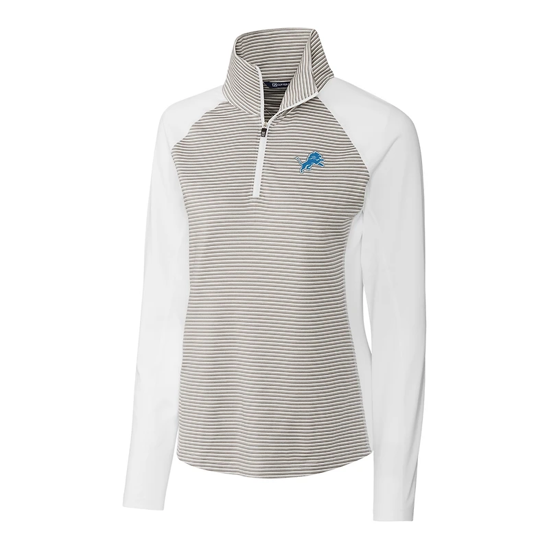 Women's Cutter & Buck White Detroit Lions Forge Tonal Stripe Half-Zip Pullover Jacket